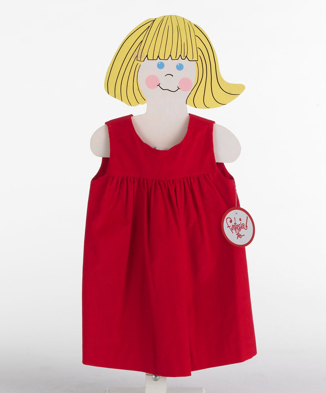 Girls Red Corduroy Yoke Jumper