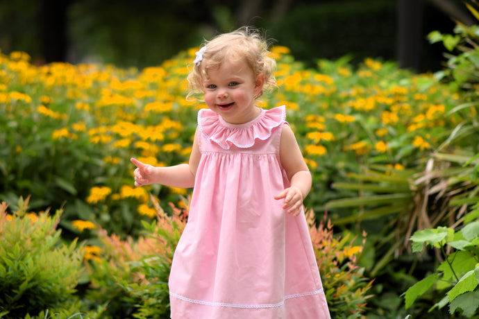 PINK RUFFLE DRESS LACE TRIM