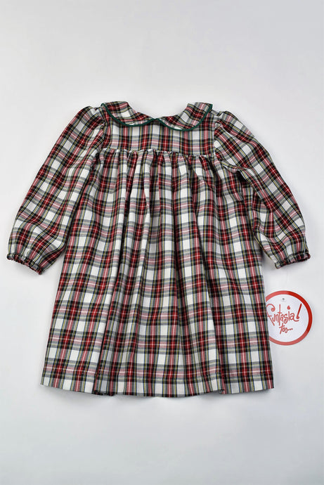 Girls Holiday Plaid Long Sleeve Dress