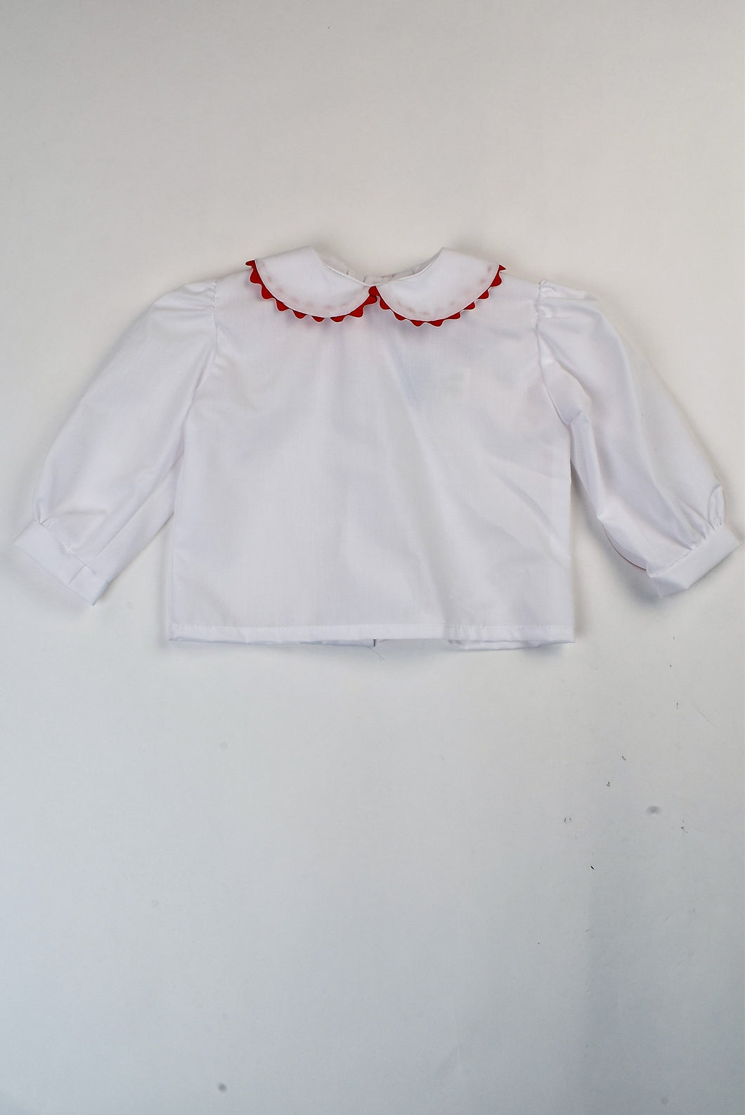 Girls Red Ric Rac Long Sleeve Blouse