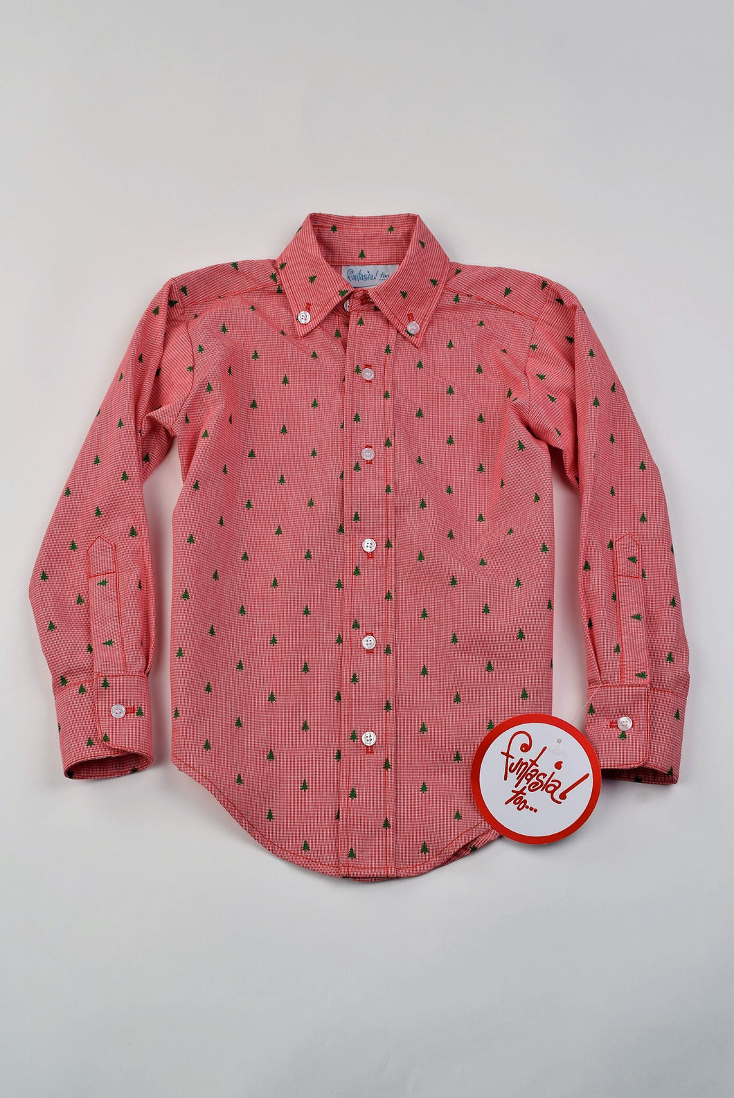 Boys Button Down Tree Print Shirt