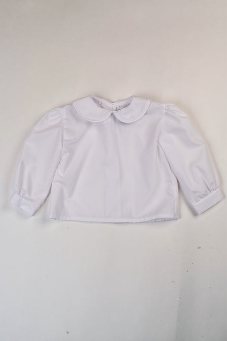 Girls Long Sleeve White Piped Blouse