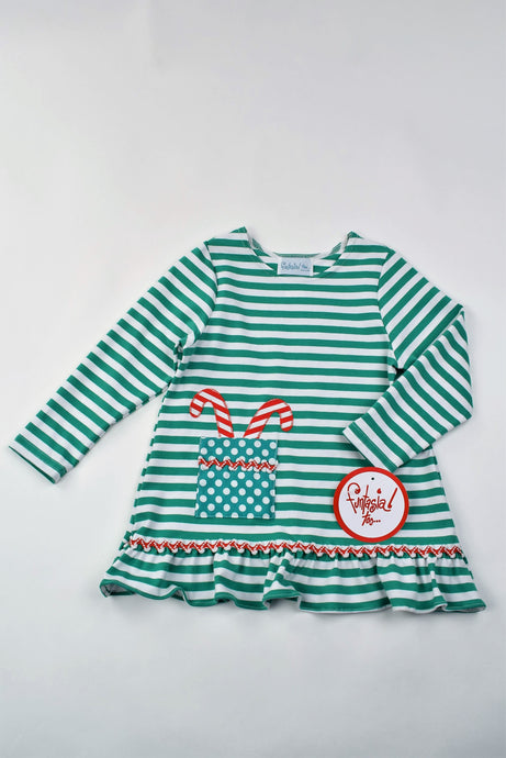 Girls Candy Cane Pocket Baby Doll Top