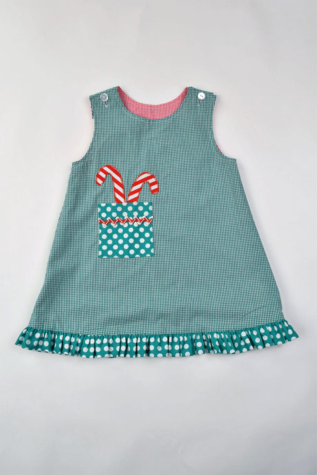 Girls Reversible Candy Canes/Flowers Jumper