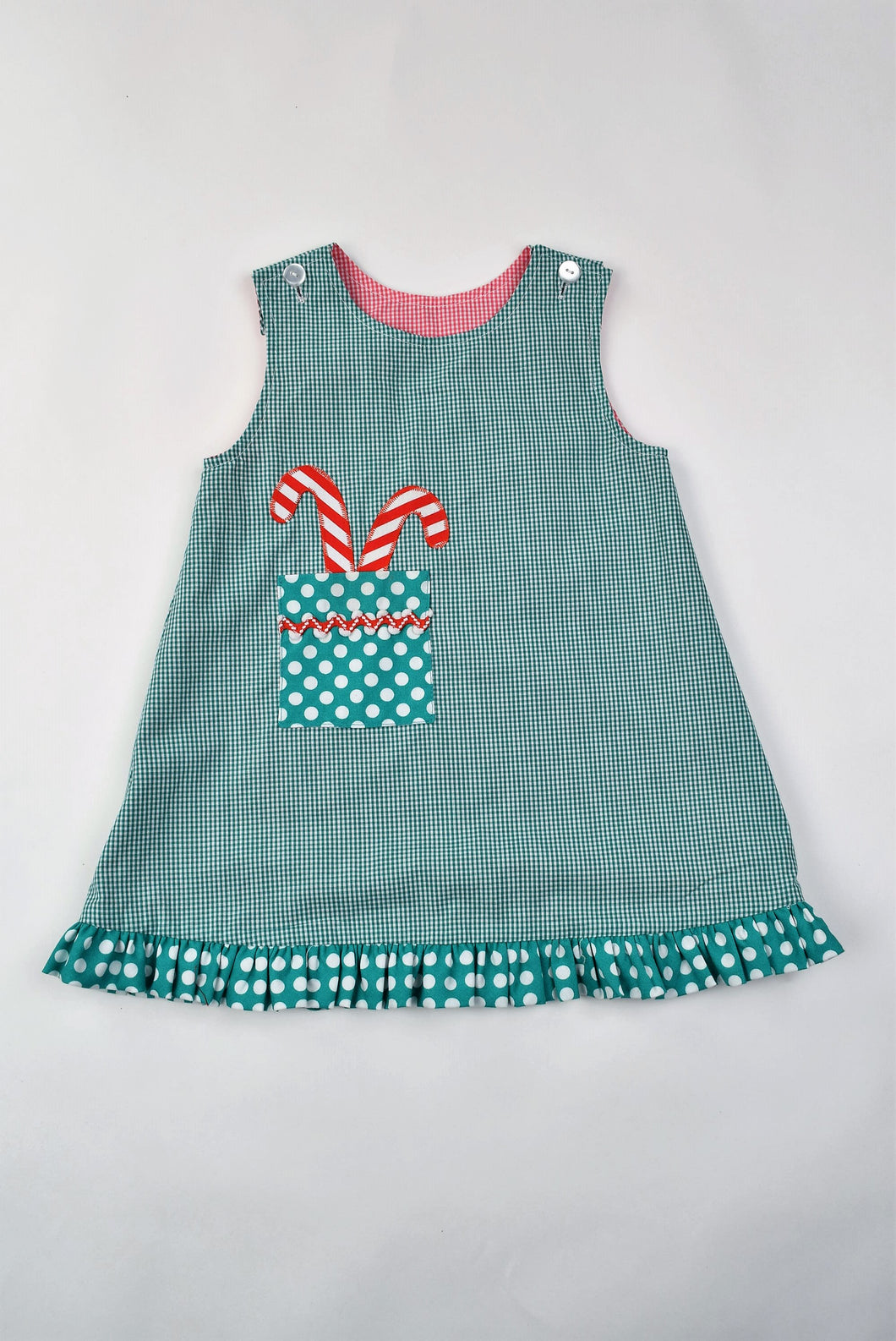 Girls Reversible Candy Canes/Flowers Jumper