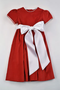 Girls Red Velvet Waistline Dress
