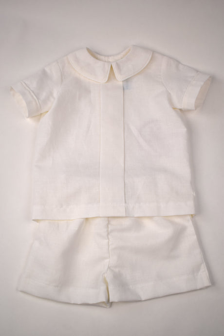 White Linen Shorts Set