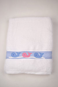 Towel with Pink and Blue Whales