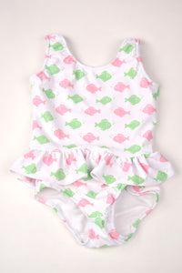 Fish Print Ruffle Swimsuit