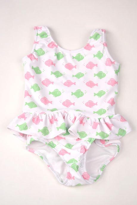 Fish Print Ruffle Swimsuit