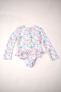 FLOWER PRINT RASH GUARD SWIMSUIT