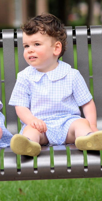 BLUE CHECK SHORTS SET